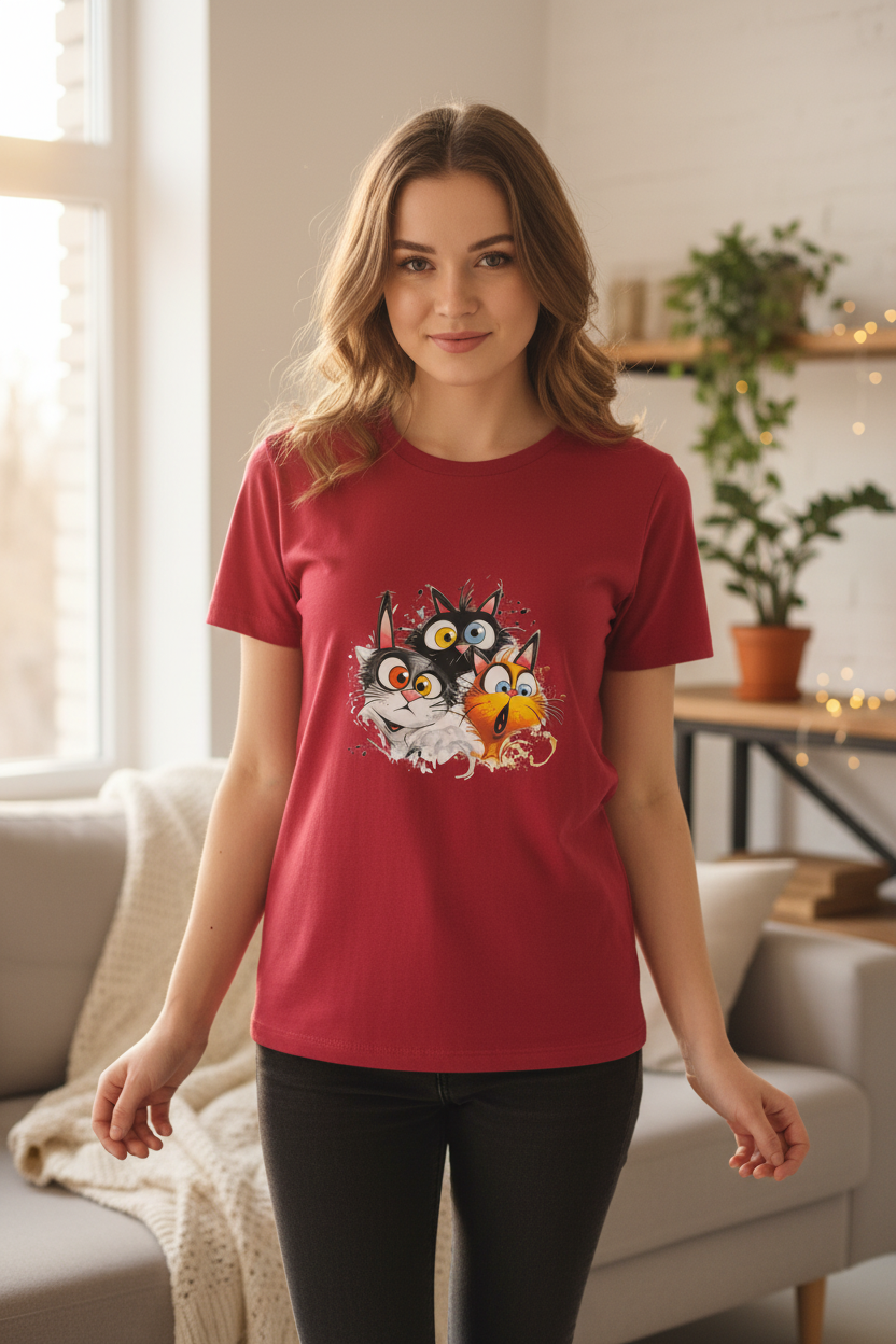 Crazy Cats Tee on Model