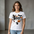 T-shirt Boo Halloween con fantasma e cappello da strega