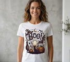 T-shirt Halloween BOO! con Fantasma e Zucche