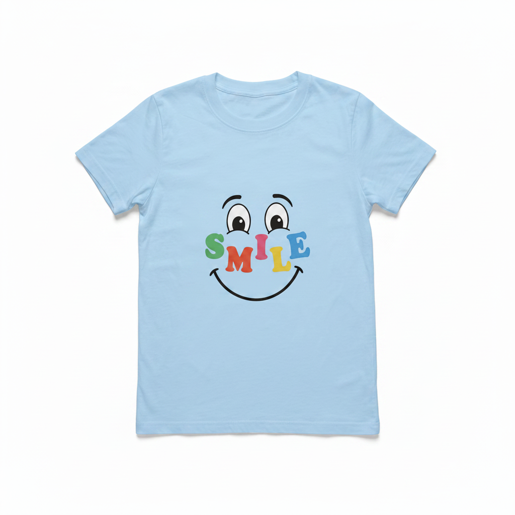 Smile Graphic Tee - Light Blue