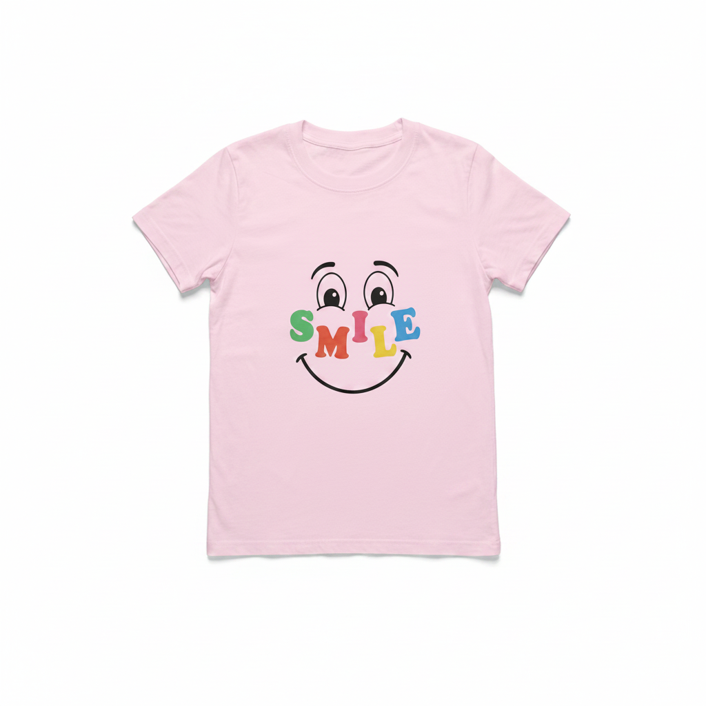 Smile Graphic Tee - Light Pink