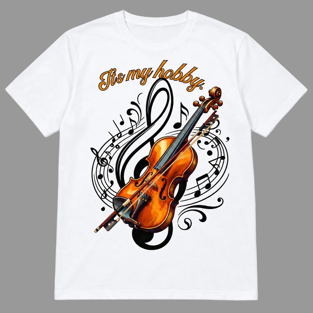 T-shirt bianca Violino It's My Hobby senza modella